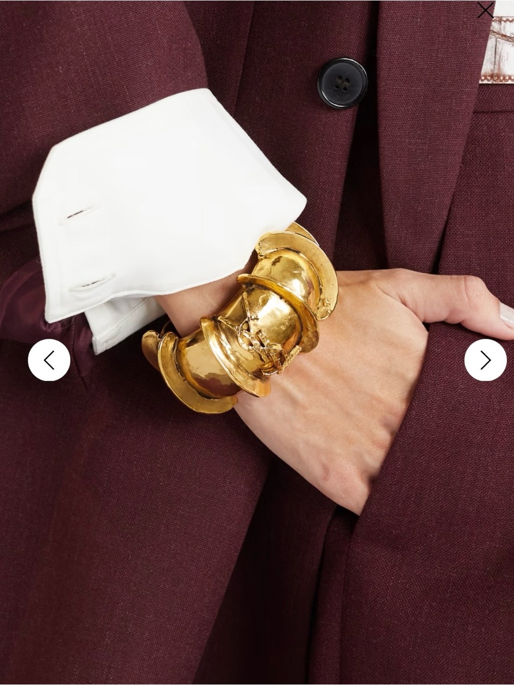 Saint Laurent Gold Cassandre Sculptural Cuff